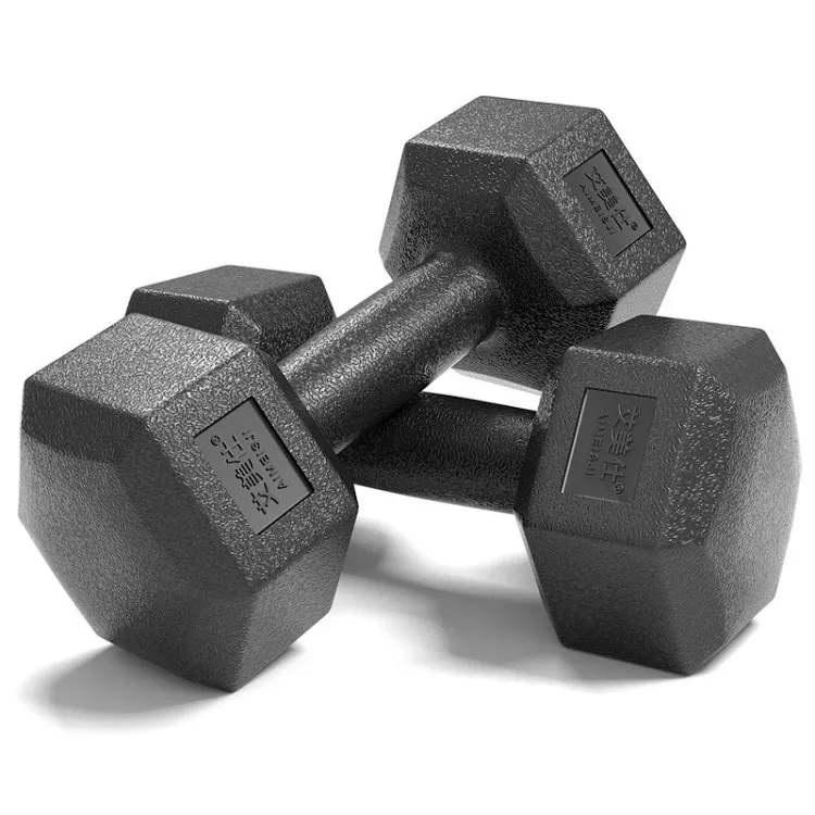 12KG A Pair Household Glue Fitness Hexagon Dumbbells