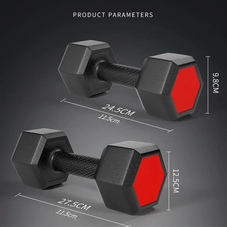 12KG A Pair Household Glue Fitness Hexagon Dumbbells