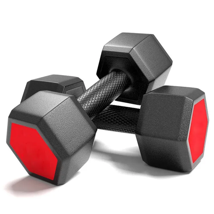 12KG A Pair Red Seal Household Glue Fitness Hexagon Dumbbells