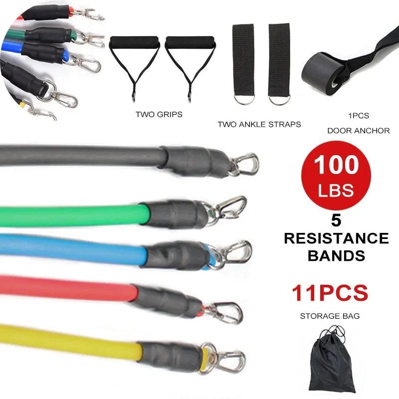 15 Pcs Resistance Bands Set Fitness Bands Resistance Gym Equipment Exercise Bands Pull Rope Fitness Elastic Training Expander