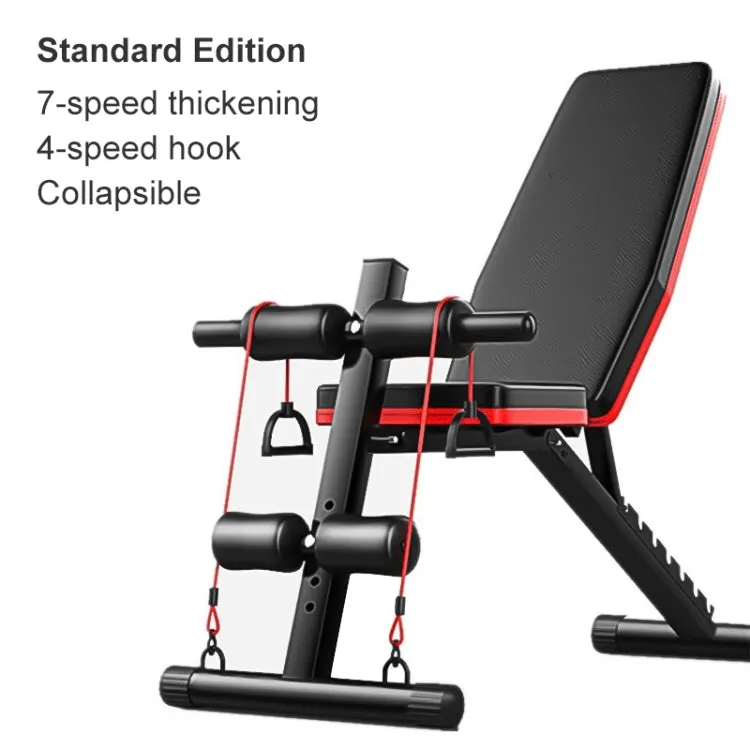 189-1 Standard Edition Household Folding Multifunctional Dumbbell Bench Sit-up Bench Weightlifting Bed with Pull Rope