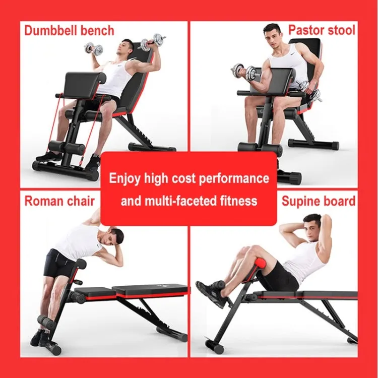 189-1 Standard Edition Household Folding Multifunctional Dumbbell Bench Sit-up Bench Weightlifting Bed with Pull Rope