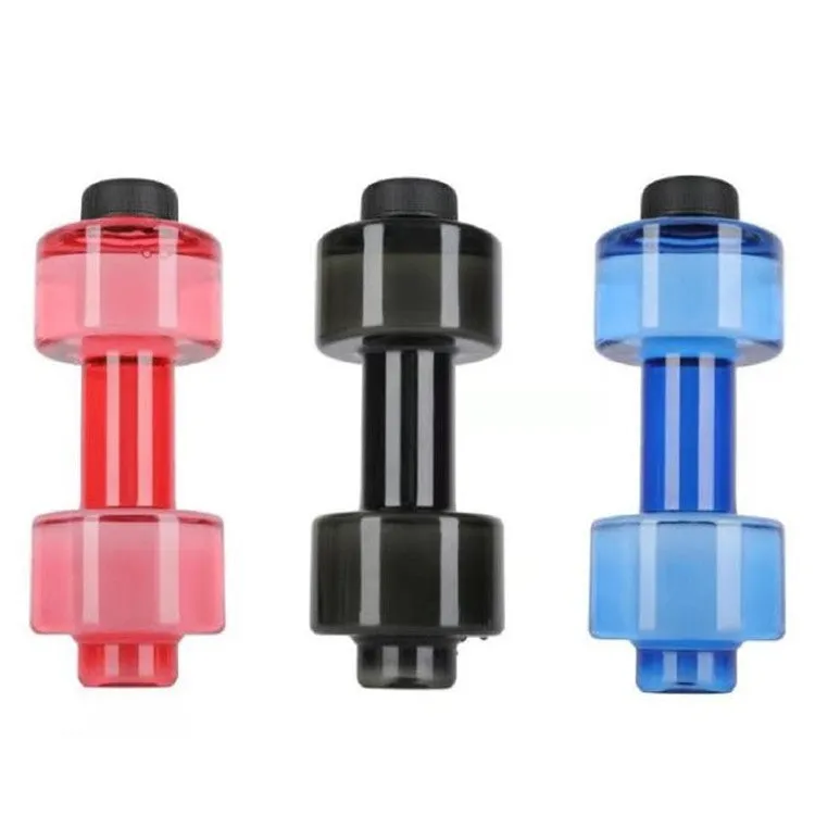 2 PCS 550ML Dumbbell Cup Fitness Sports Bottle Plastic Personality Cup(Black)