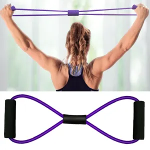 2 PCS Yoga Supplies 8-Word Tension Rope Tier Force Training To Make Chest Tube(Monochrome Purple)