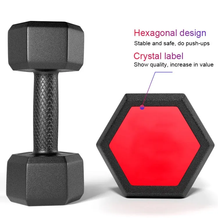 20KG A Pair Red Seal Household Glue Fitness Hexagon Dumbbells