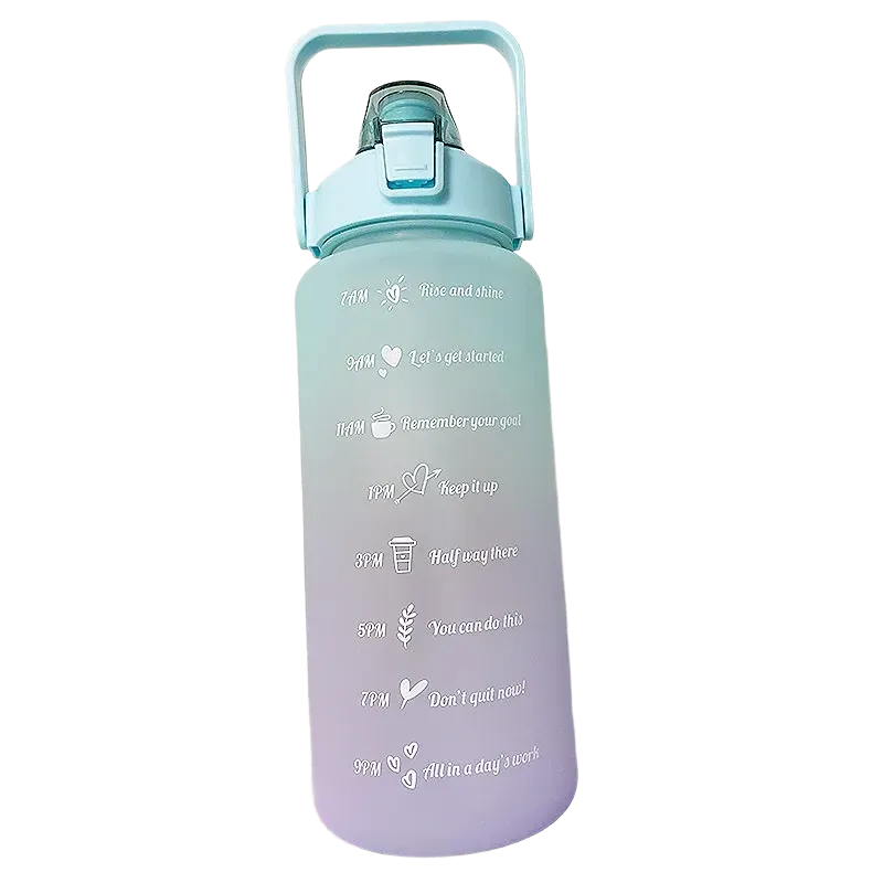 2L Large Capacity Water Bottle - Bounce Cover, Time Scale Reminder, Frosted Cup (Outdoor Sports Fitness)