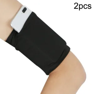 2pcs Outdoor Fitness Mobile Phone Arm Bag Sports Elastic Armbands(Black)