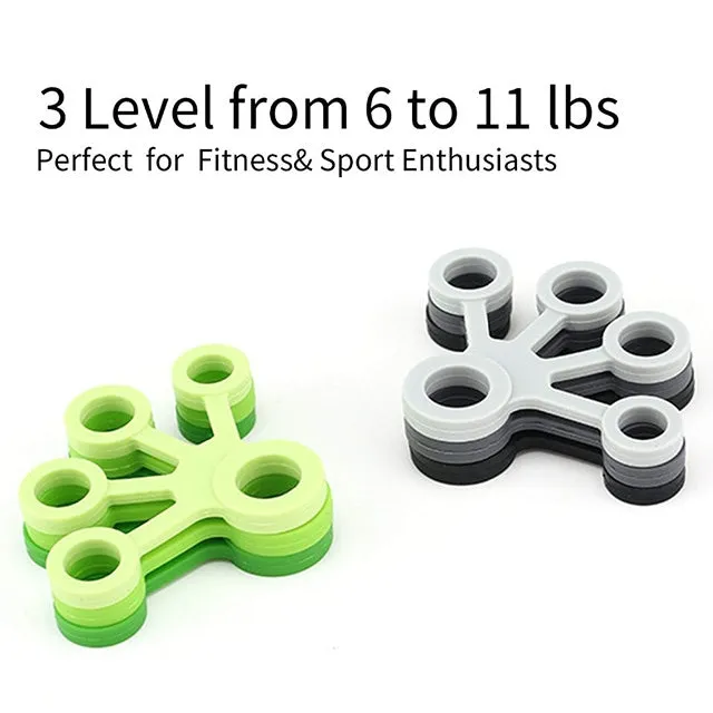 3 PCS Finger Trainer Silicone Finger Tensioner Five Finger Tension Ring(Light Green (6.6LB))