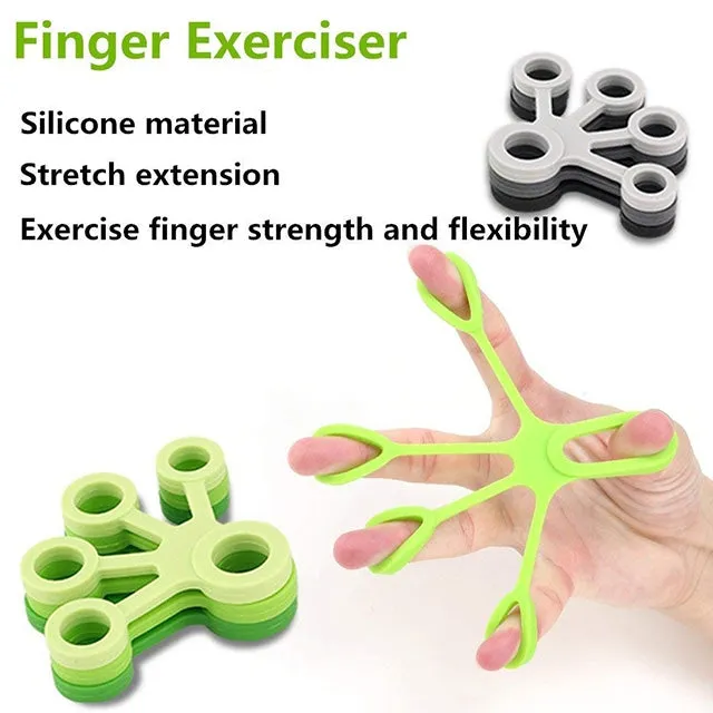 3 PCS Finger Trainer Silicone Finger Tensioner Five Finger Tension Ring(Light Green (6.6LB))