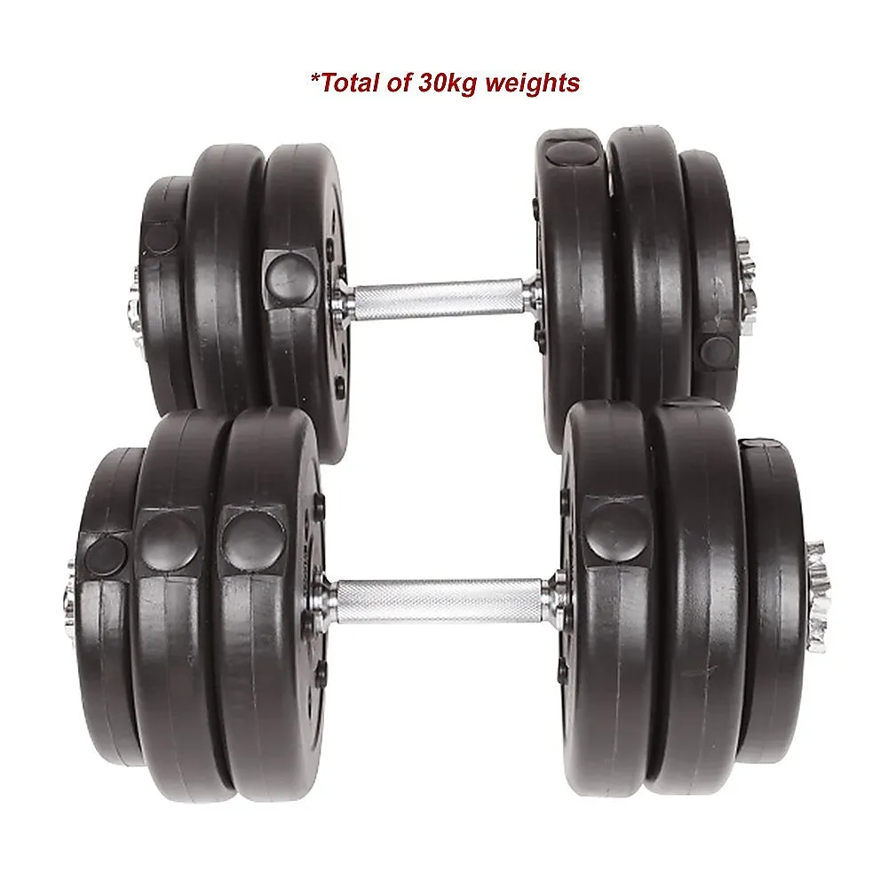 30KG Adjustable Dumbbell Set with Steel Bars & Collars