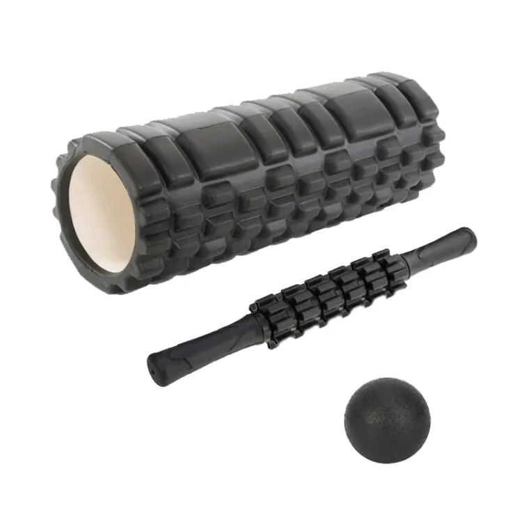 33cm 3pcs/set EVA Hollow Foam Roller Muscle Relaxation Roller Yoga Column Set Fitness Equipment(Black)