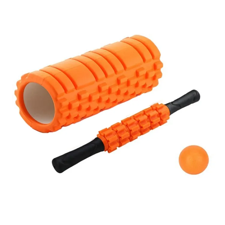 33cm 3pcs/set EVA Hollow Foam Roller Muscle Relaxation Roller Yoga Column Set Fitness Equipment(Orange)