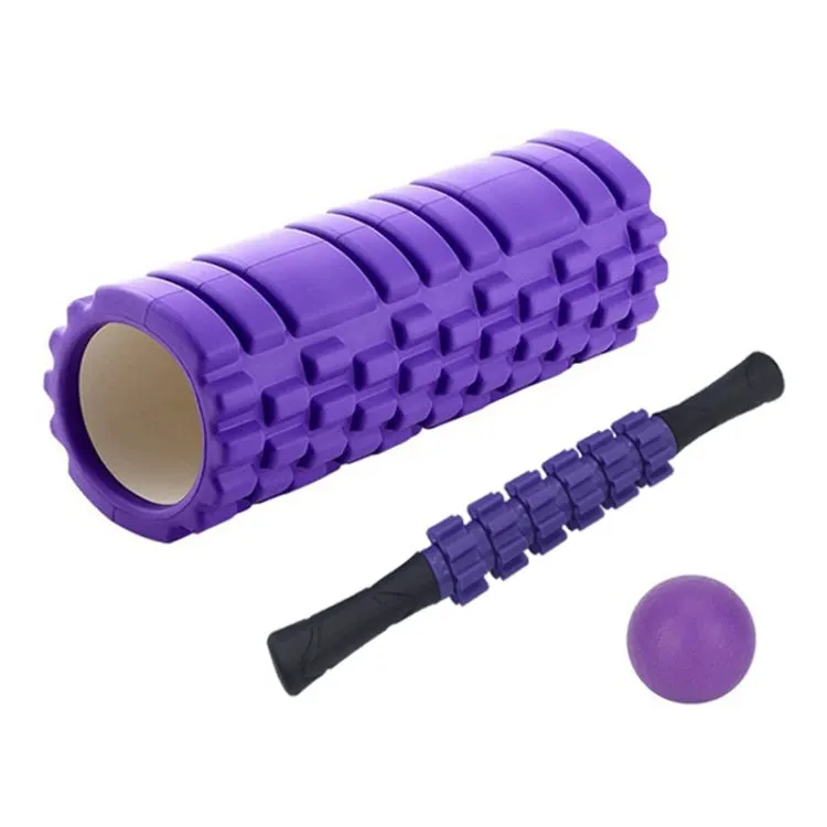 33cm 3pcs/set EVA Hollow Foam Roller Muscle Relaxation Roller Yoga Column Set Fitness Equipment(Purple)