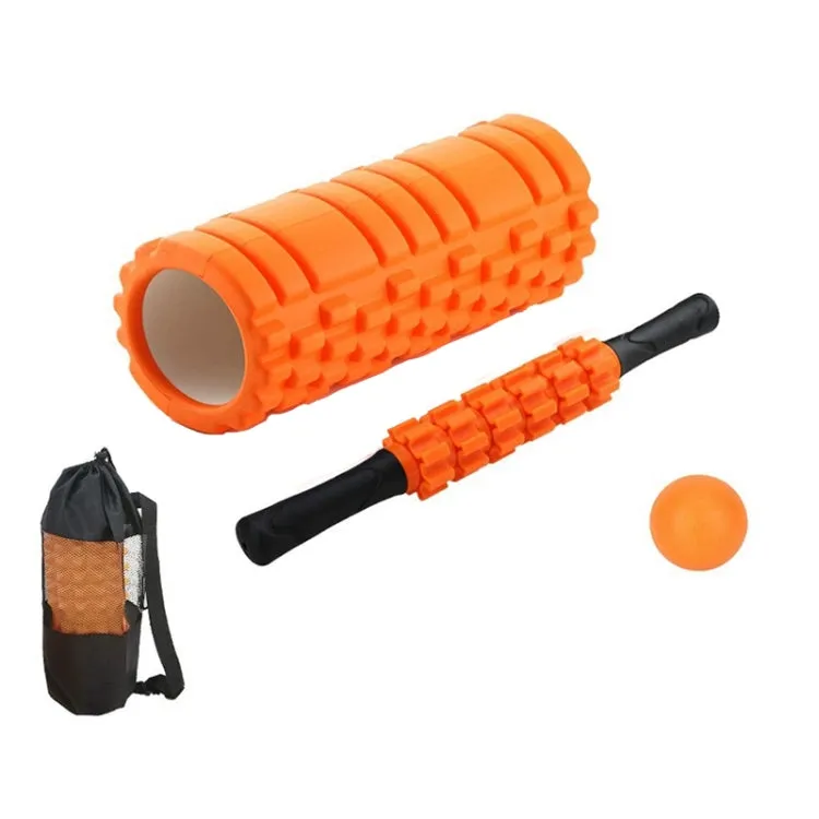 33cm 4pcs/set EVA Hollow Foam Roller Muscle Relaxation Roller Yoga Column Set Fitness Equipment(Orange)