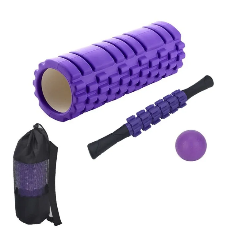 33cm 4pcs/set EVA Hollow Foam Roller Muscle Relaxation Roller Yoga Column Set Fitness Equipment(Purple)