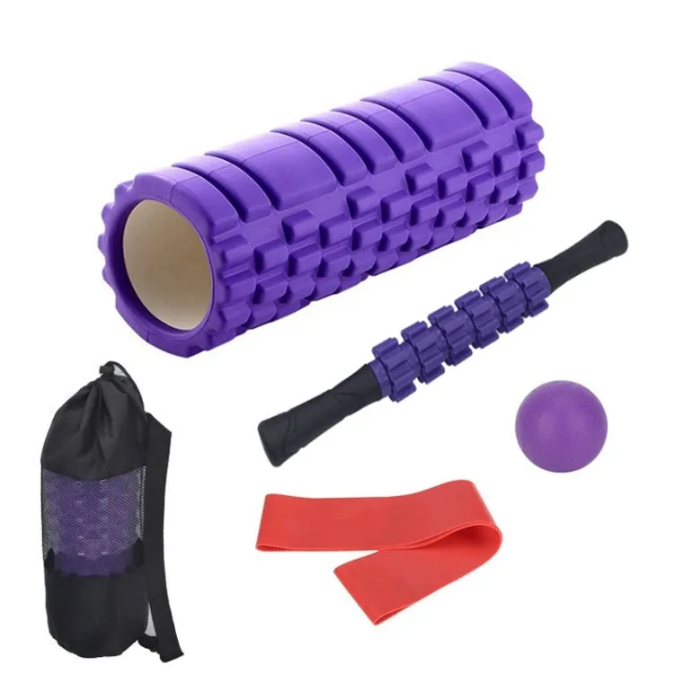 33cm 5pcs/set EVA Hollow Foam Roller Muscle Relaxation Roller Yoga Column Set Fitness Equipment(Purple)