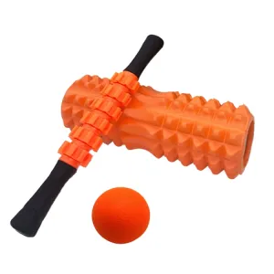 3pcs/set Crescent Hollow Foam Roller Yoga Column Set Fitness Muscle Relaxation Massager Set(33cm Orange)