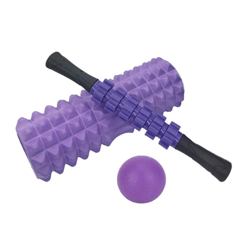 3pcs/set Crescent Hollow Foam Roller Yoga Column Set Fitness Muscle Relaxation Massager Set(33cm Purple)