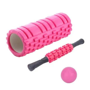 45cm 3pcs/set EVA Hollow Foam Roller Muscle Relaxation Roller Yoga Column Set Fitness Equipment(Pink)