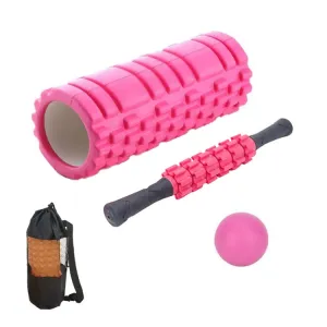 45cm 4pcs/set EVA Hollow Foam Roller Muscle Relaxation Roller Yoga Column Set Fitness Equipment(Pink)