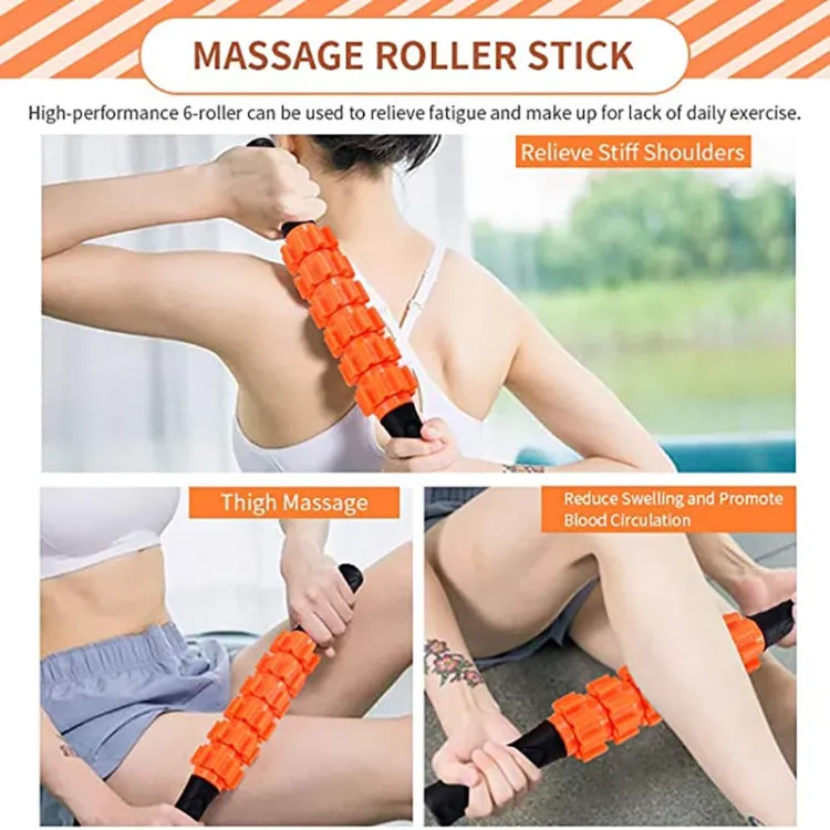 45cm 6pcs/set EVA Hollow Foam Roller Muscle Relaxation Roller Yoga Column Set Fitness Equipment(Black)