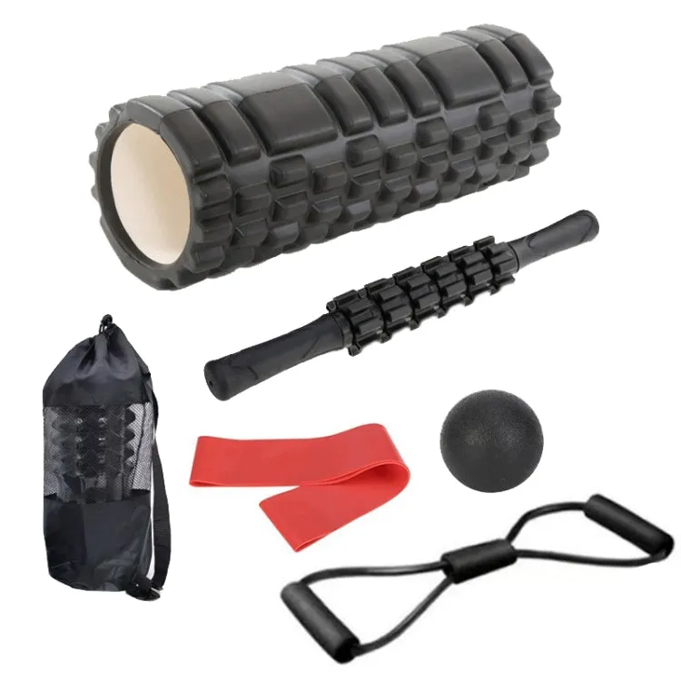 45cm 6pcs/set EVA Hollow Foam Roller Muscle Relaxation Roller Yoga Column Set Fitness Equipment(Black)