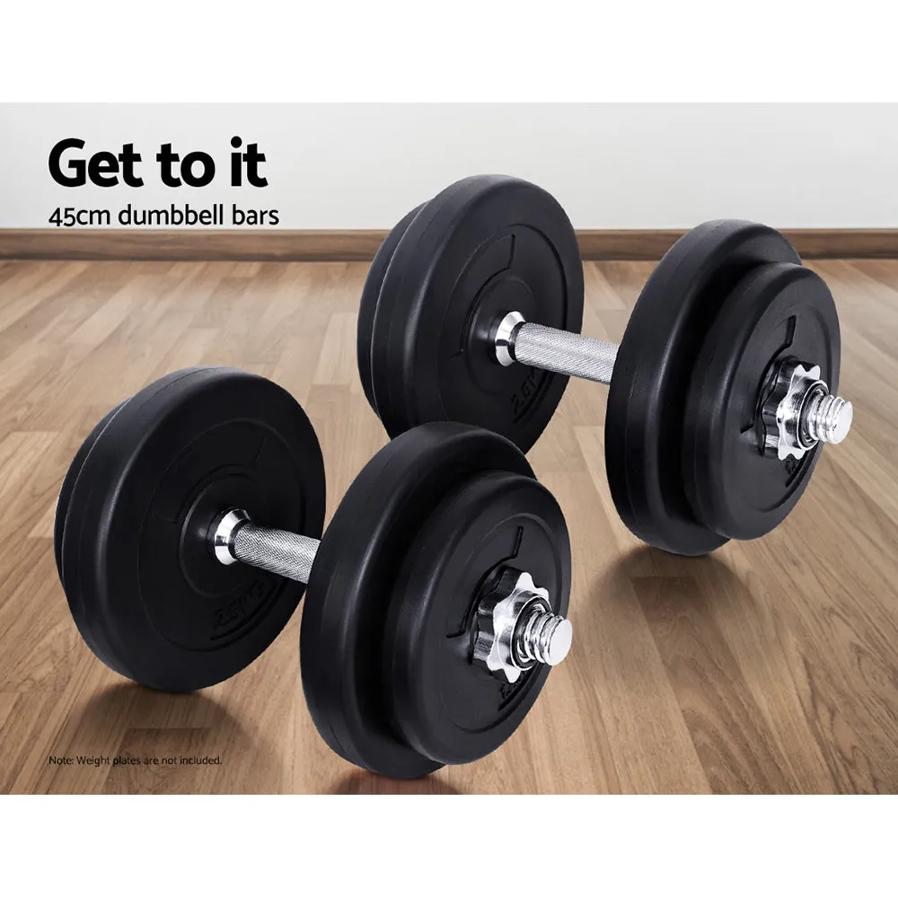 45cm Dumbbell Bar Solid Steel Pair Gym Home Exercise Fitness 150KG Capacity