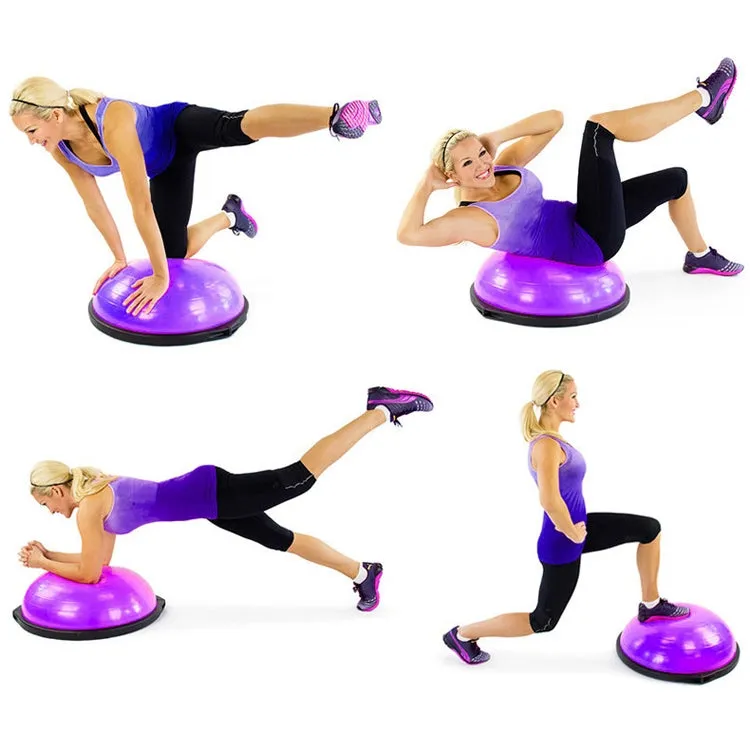 46cm Wave Speed Ball Yoga Semi-Circular Balance Ball Fitness Pilates Ball(Glossy Purple)