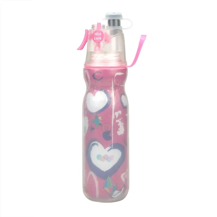 470ml Summer Outdoor Sports Training Spray Cooling Water Cup, Color: Love 3-layers