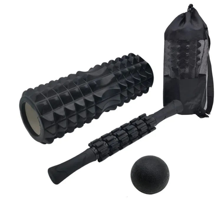 4pcs/set Crescent Hollow Foam Roller Yoga Column Set Fitness Muscle Relaxation Massager Set(33cm Black)