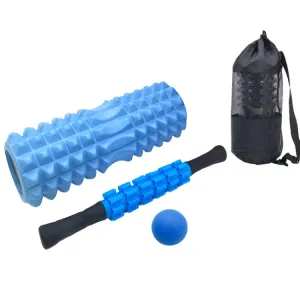 4pcs/set Crescent Hollow Foam Roller Yoga Column Set Fitness Muscle Relaxation Massager Set(33cm Blue)