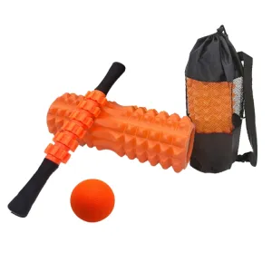 4pcs/set Crescent Hollow Foam Roller Yoga Column Set Fitness Muscle Relaxation Massager Set(33cm Orange)