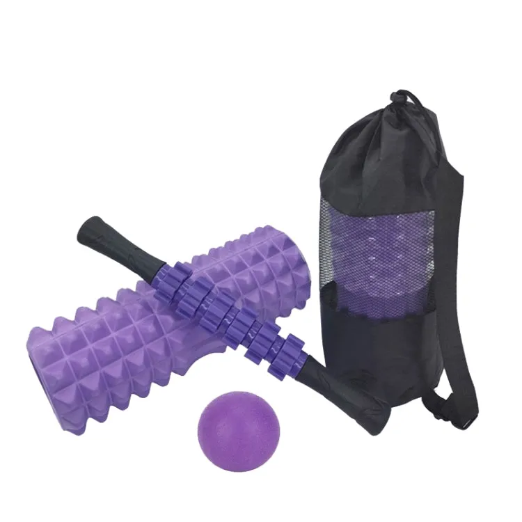 4pcs/set Crescent Hollow Foam Roller Yoga Column Set Fitness Muscle Relaxation Massager Set(33cm Purple)