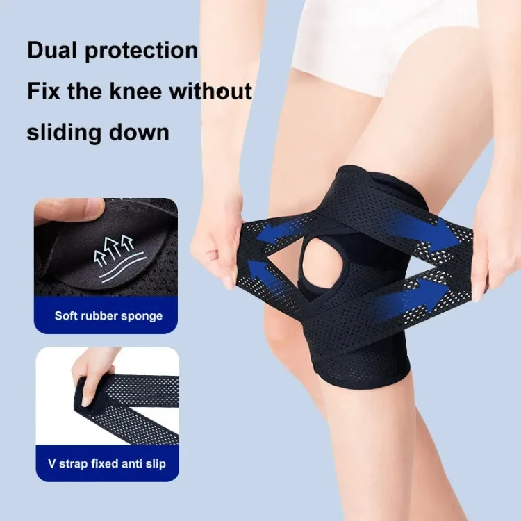 4th Generation Breathable Knee Guard Adjustable Thin Sports Running Cycling Mountaineering Meniscus Knee Joint Patella Strap, Size: L(White)