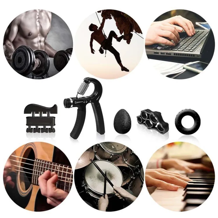 5 In 1 Counting Grip Device Fitness Adjustment Grip Device  Finger Trainer Set(Black)