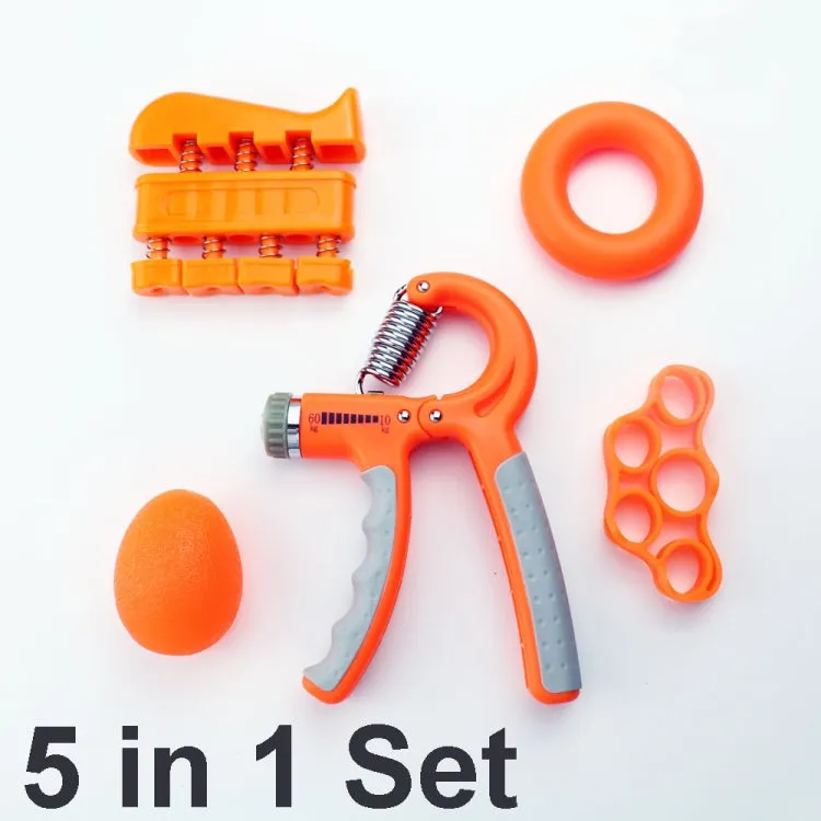 5 In 1 Counting Grip Device Fitness Adjustment Grip Device  Finger Trainer Set(Orange)