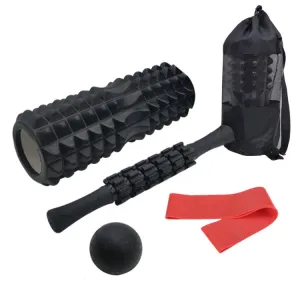 5pcs/set Crescent Hollow Foam Roller Yoga Column Set Fitness Muscle Relaxation Massager Set(33cm Black)