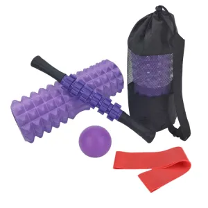 5pcs/set Crescent Hollow Foam Roller Yoga Column Set Fitness Muscle Relaxation Massager Set(33cm Purple)