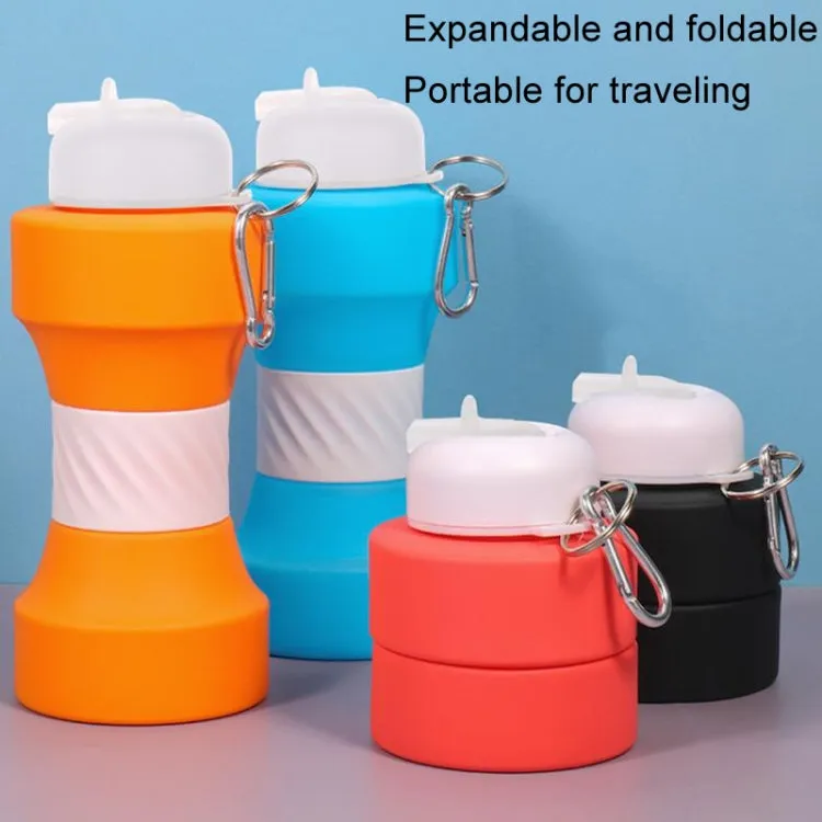 650ml Large Capacity Sports Silicone Water Bottle Foldable Fitness Dumbbell Water Mug(Orange)