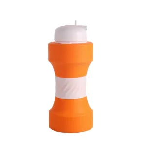 650ml Large Capacity Sports Silicone Water Bottle Foldable Fitness Dumbbell Water Mug(Orange)