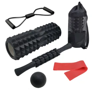 6pcs/set Crescent Hollow Foam Roller Yoga Column Set Fitness Muscle Relaxation Massager Set(33cm Black)