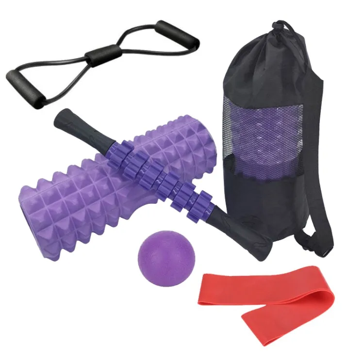 6pcs/set Crescent Hollow Foam Roller Yoga Column Set Fitness Muscle Relaxation Massager Set(33cm Purple)