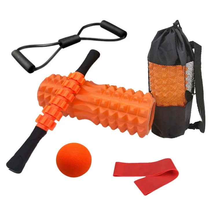 6pcs/set Crescent Hollow Foam Roller Yoga Column Set Fitness Muscle Relaxation Massager Set(45cm Orange)