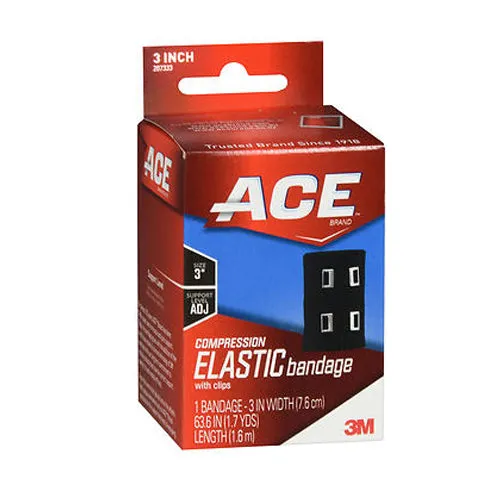 Ace Compression Elastic Bandage With Clips 3 Inch 1 Each By Ace