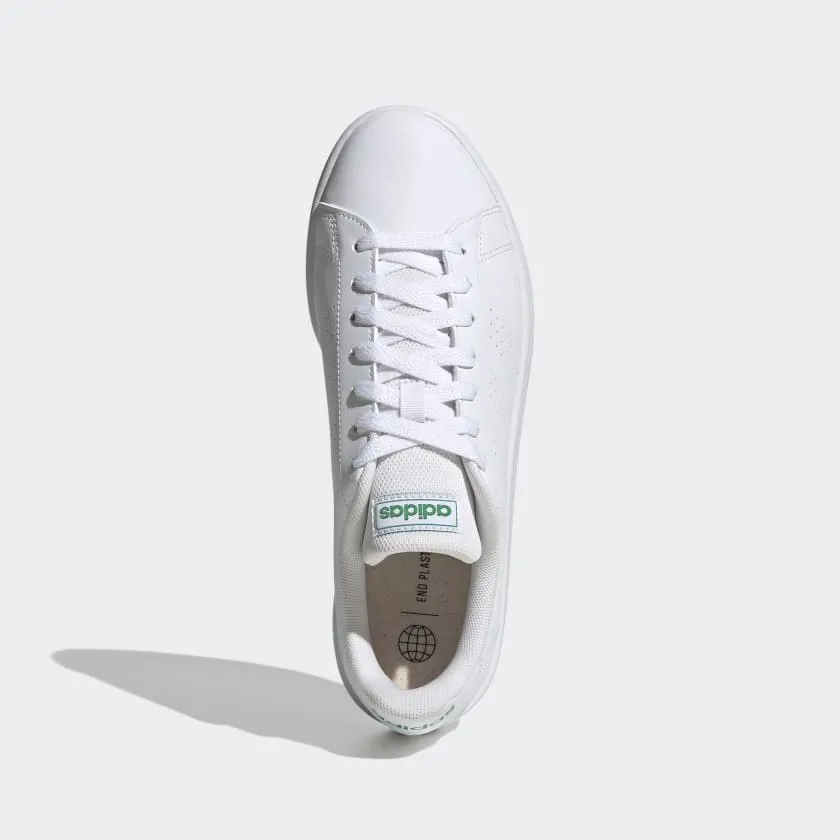 ADIDAS ADVANTAGE BASE COURT LIFESTYLE SHOES - MEN - WHITE/GREEN