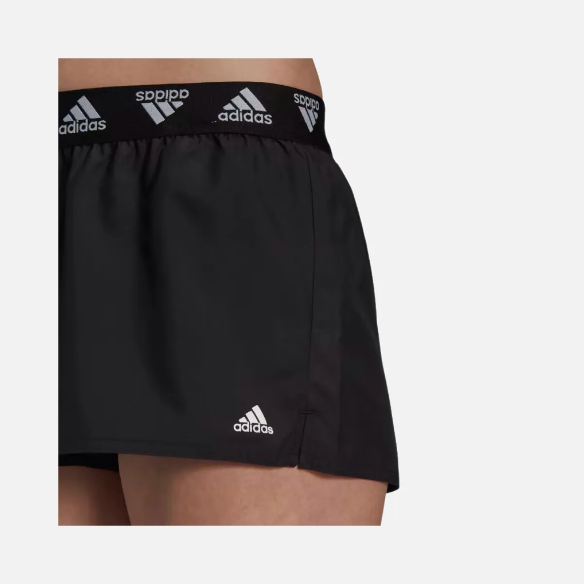 Adidas Branded Beach Women's Swim Shorts -Black/White