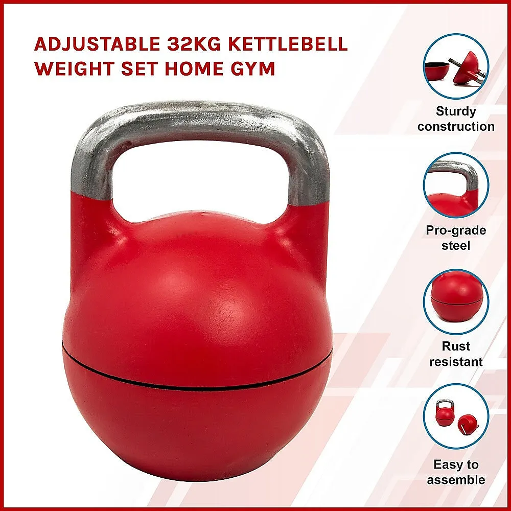 Adjustable 32KG Kettlebell Set, Pro-Grade, Competition Style