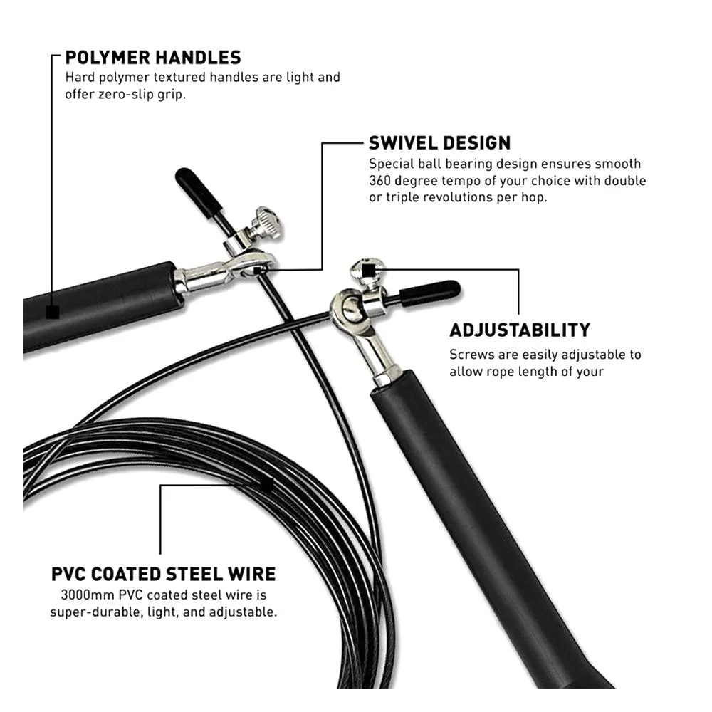 Adjustable Skipping Rope 3m /10ft Black