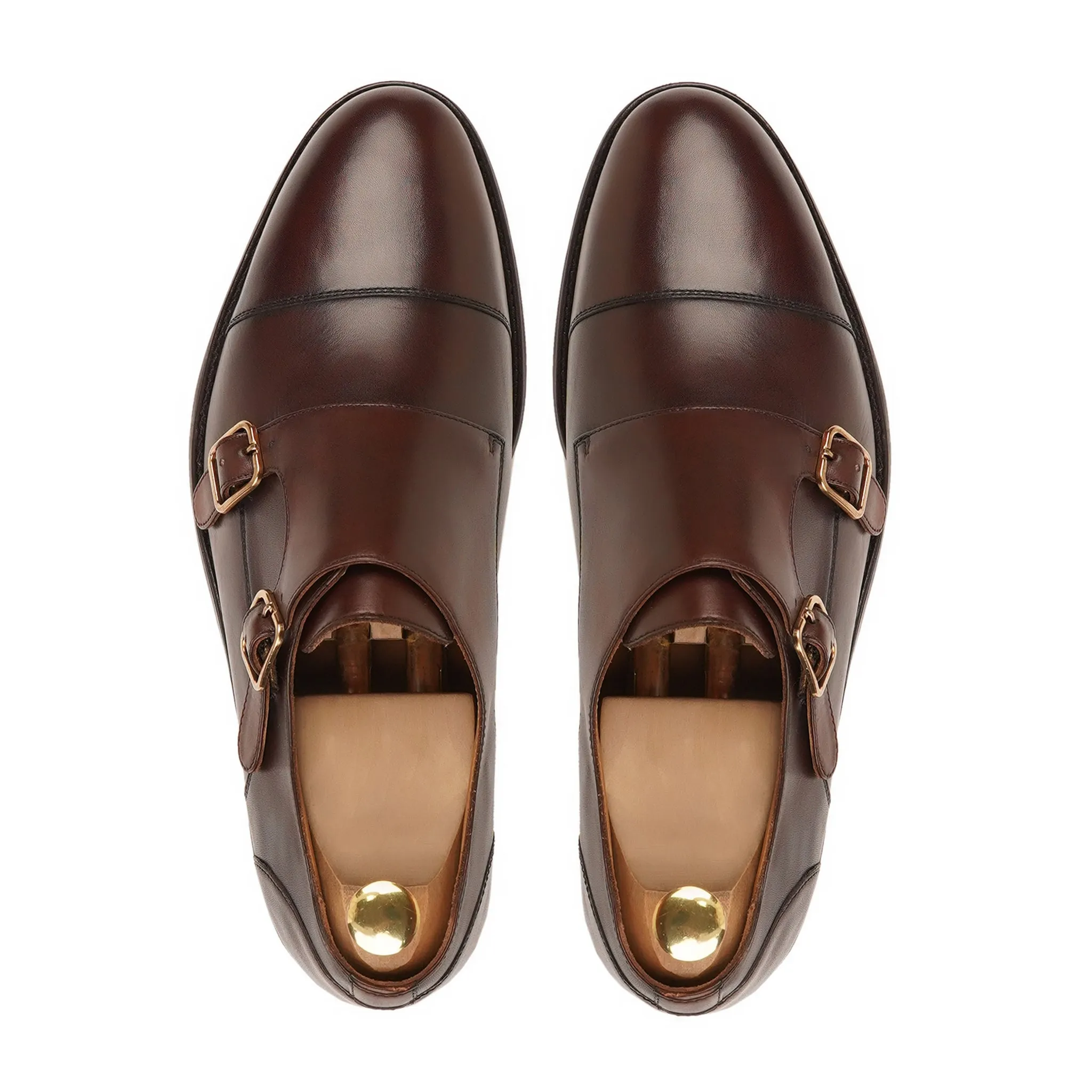 Allin - Men's Brown Calf Leather Double Monkstrap