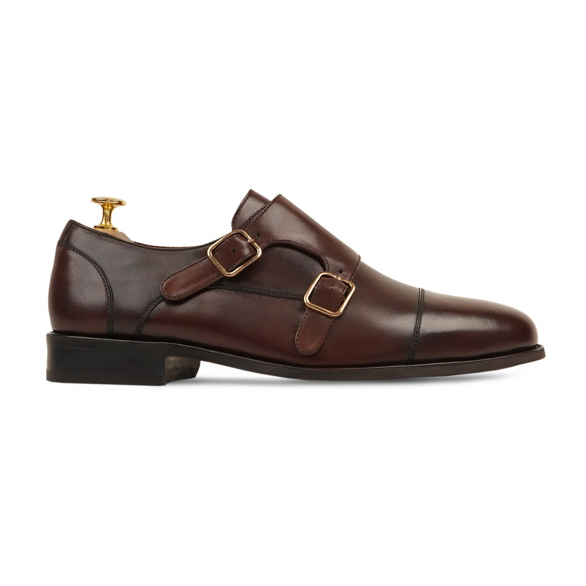 Allin - Men's Brown Calf Leather Double Monkstrap